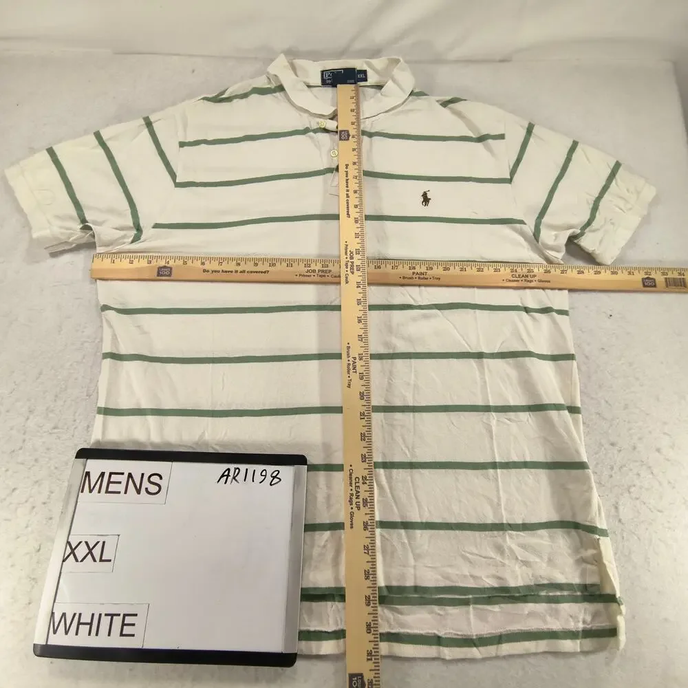 Polo by Ralph Lauren Short Sleeve Collared Polo Shirt Mens Size 2XL White Green